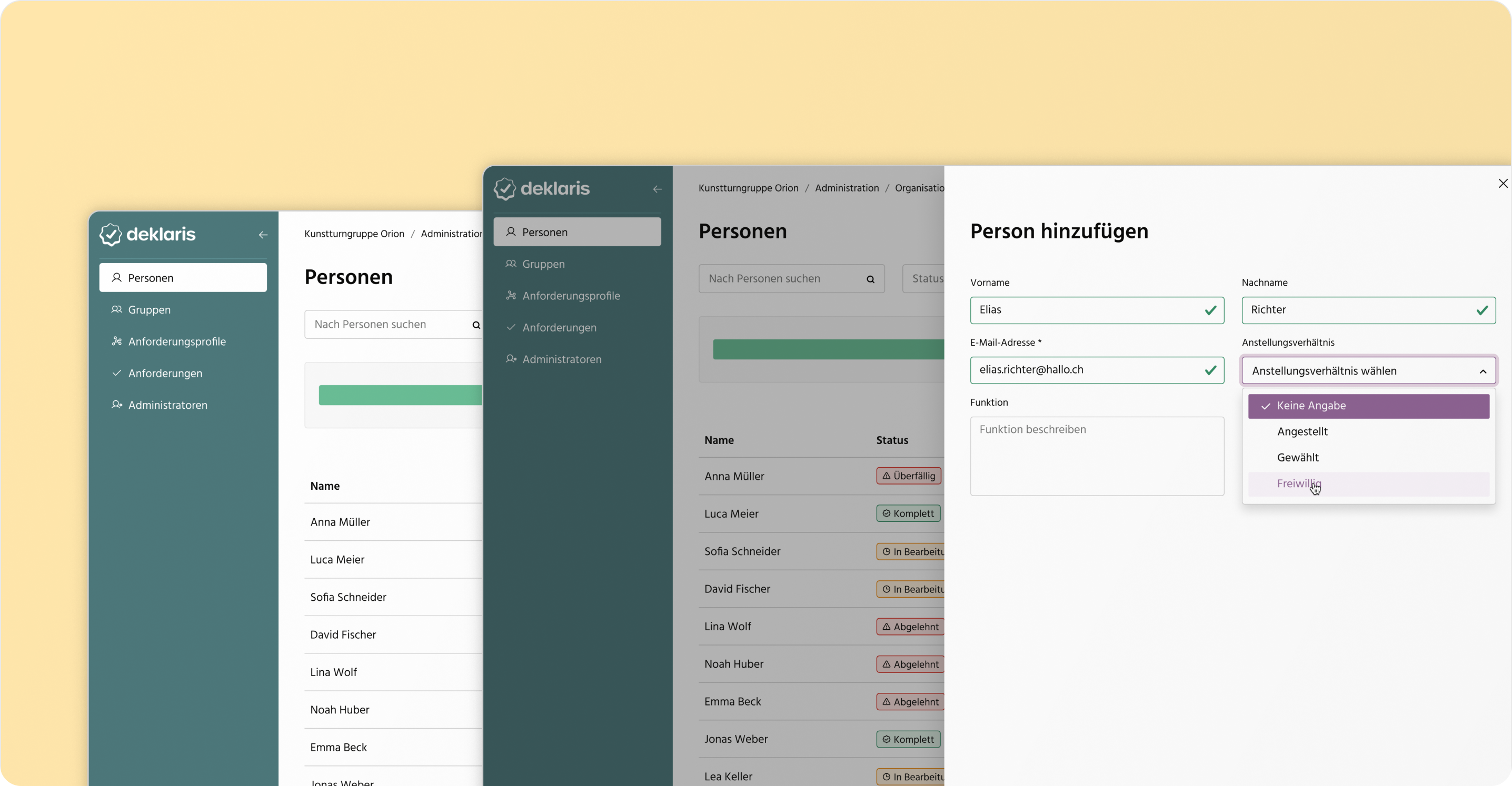 Mitarbeitende verwalten in der Software für Schutzkonzept 