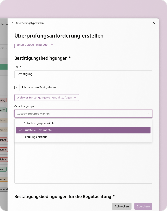 Mehrstufige Überprüfung und Freigabe von Vorgaben in Deklaris